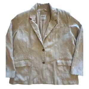 Abercrombie & Fitch Women's Tan Linen Blend Blazer Sz XL Boxy Oversized Preppy